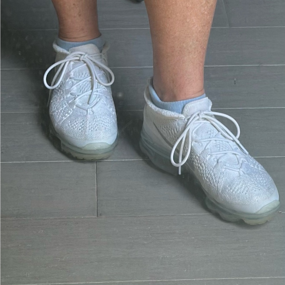 Nike White and Platinum VaporMax Athletic Shoes - Picture 11 of 12